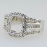 Sterling Silver Semi Mount Ring Setting Cushion Cu 10x8mm Halo Split S - Syzjewelry